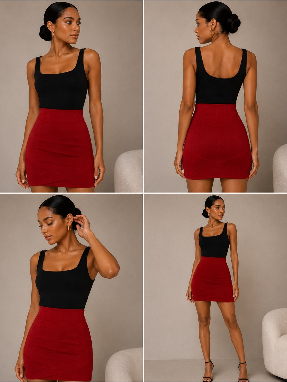WOW couture Red Midi Skirt